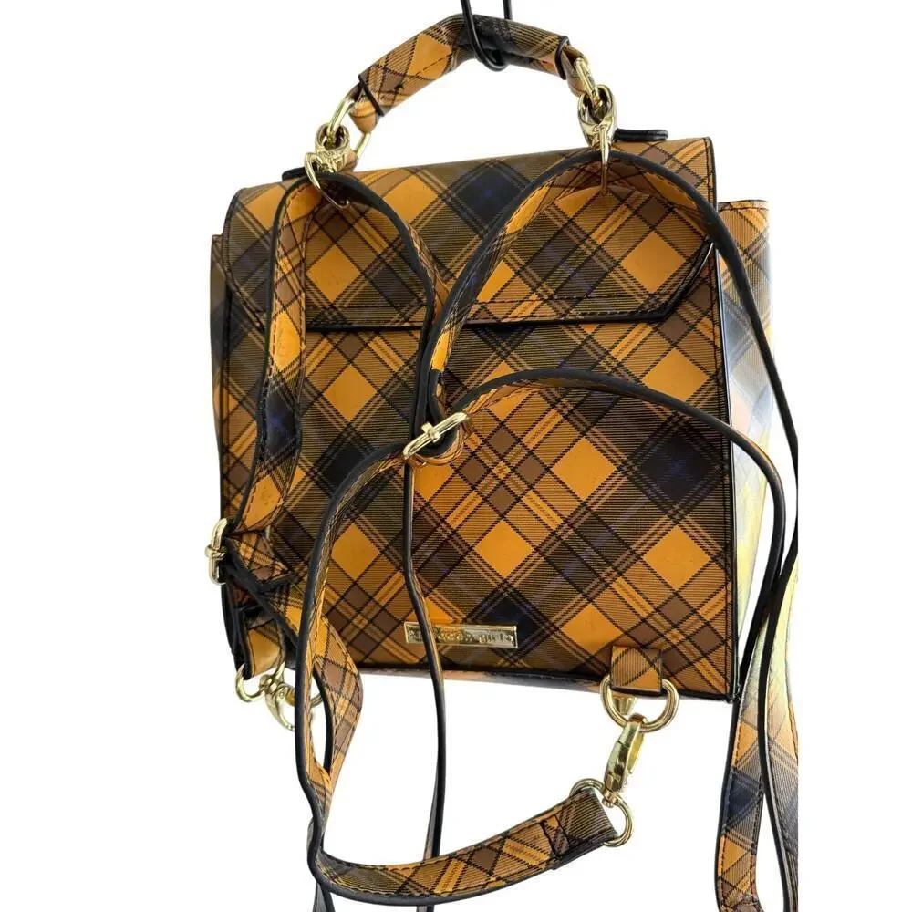 Madden Girl Yellow Plaid Backpack Shoulder Bag Purse Y2K 90s